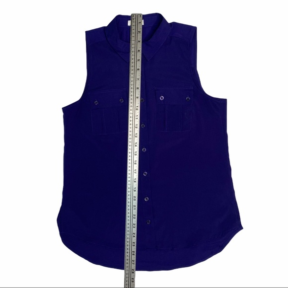 EDGE Royal Blue Button Up Sleeveless Blouse S - Picture 6 of 9